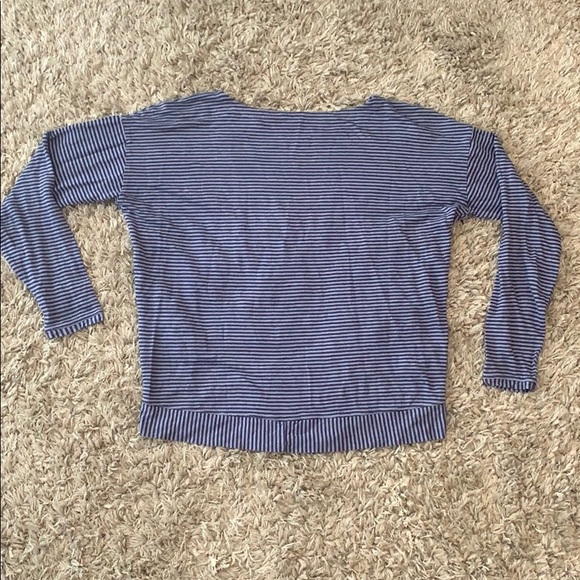 EILEEN FISHER Organic Linen Navy Striped Top - Picture 10 of 15